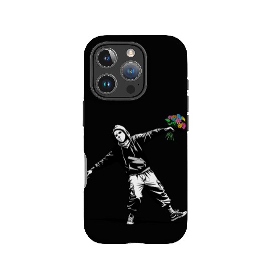 Banksy Protester Throwing Flowers IPhone Cases