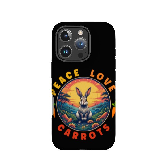 Peace Love Carrots, Funny Rabbit Lover Retro IPhone Cases