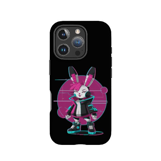 Cyber Bunny with Futuristic Style and Neon Colors IPhone Cases