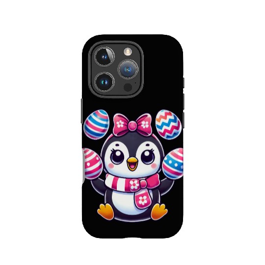 Easter Penguin juggling colorful Easter eggs IPhone Cases