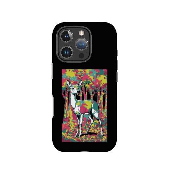 Trippy camouflage deer in the forest IPhone Cases