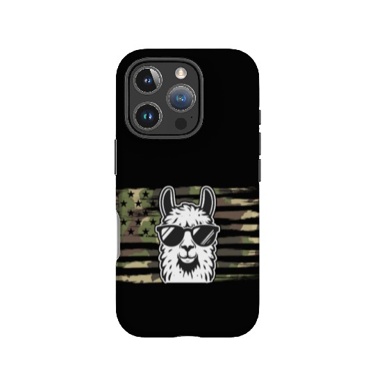 Llama Camouflage US Flag Llama IPhone Cases