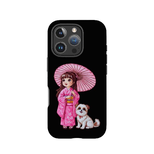 Kimono Girl & Her Loyal Pup IPhone Cases