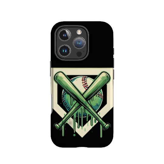 Baseball and Bat Dripping Green IPhone Cases