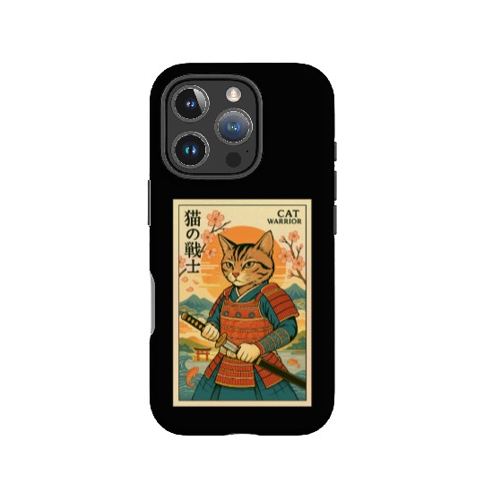 Samurai Cat in Traditional Armor Art IPhone Cases