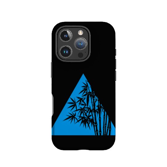A Blue Triangle and Bamboo IPhone Cases