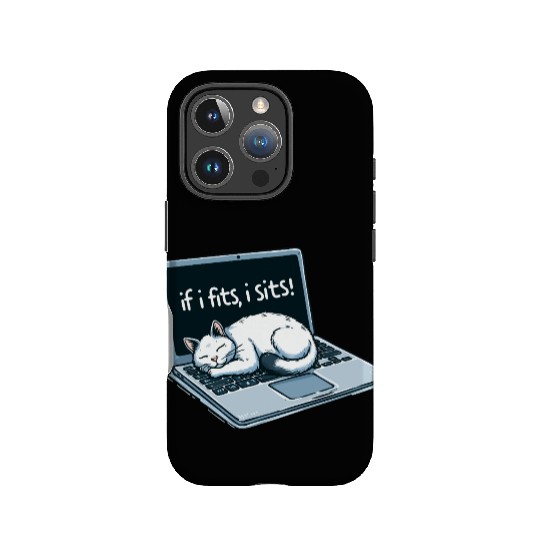 Laptop Cat Nap - If I Fits, I Sits! IPhone Cases