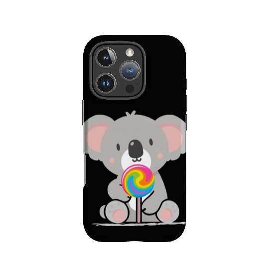 Cute koala with a colorful lollipop IPhone Cases