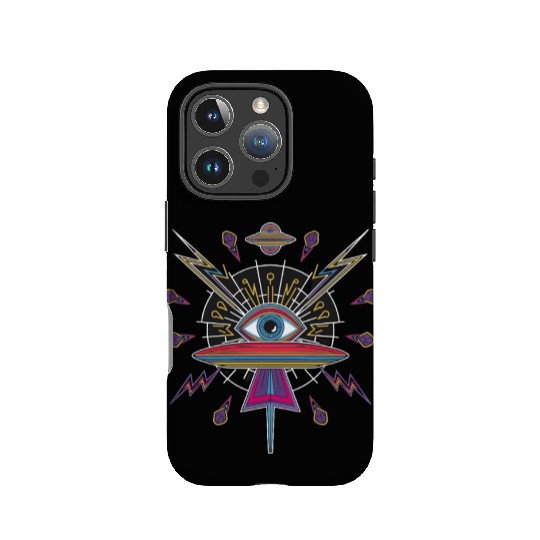 Psychedelic UFO Eye with Cosmic Lightning and IPhone Cases