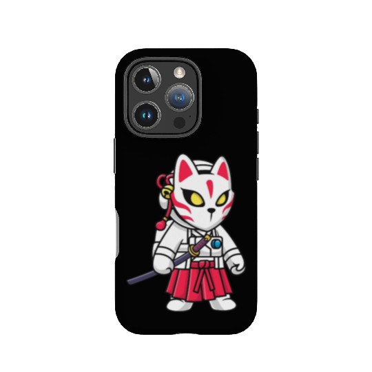 Cute Astronaut Samurai with Kitsune Mask and Katan IPhone Cases
