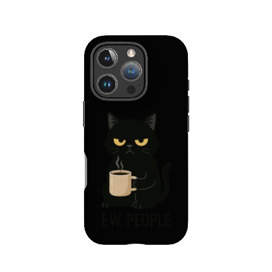 Grumpy Black Cat Coffee Lover – "EW, PEOPLE" IPhone Cases