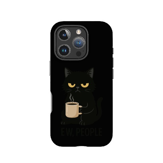Grumpy Black Cat Coffee Lover – "EW, PEOPLE" IPhone Cases