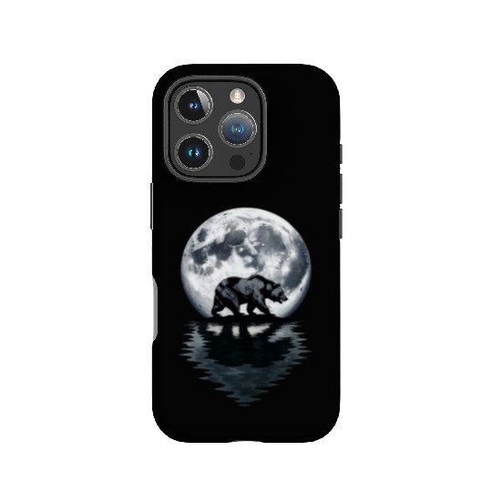 Bear Silhouette Under Full Moon – Wilderness Wildl IPhone Cases