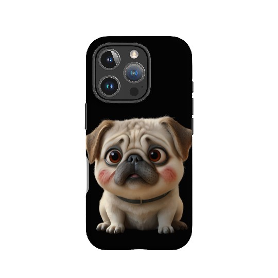 3D Rendered Chubby Pug Sitting IPhone Cases