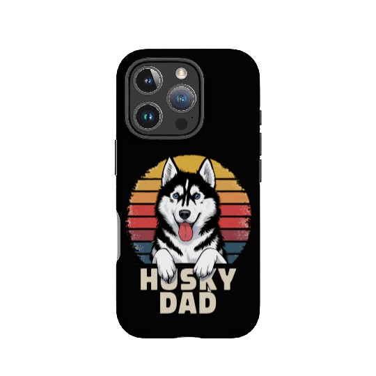 Husky Dad Retro Rainbow Design IPhone Cases
