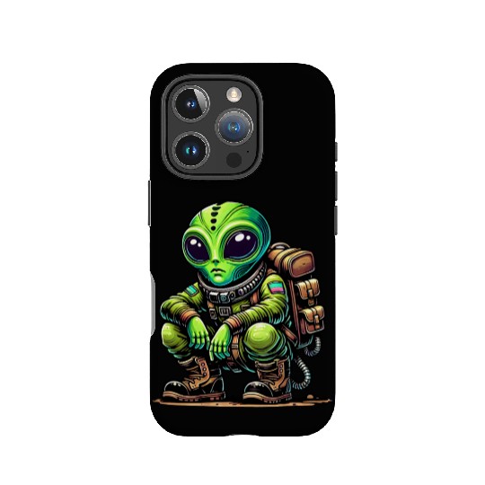 Funny cartoon Chill Alien in Space Suit IPhone Cases