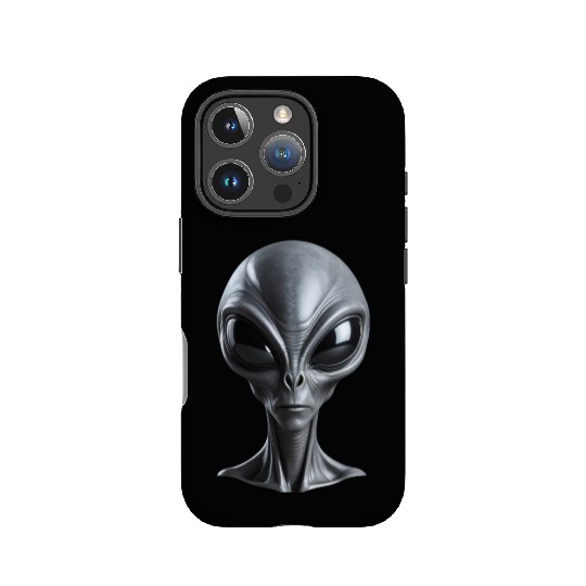 Real Grey Alien with big black eyes IPhone Cases