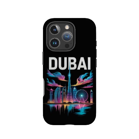 Dubai Skyline Neon Art IPhone Cases