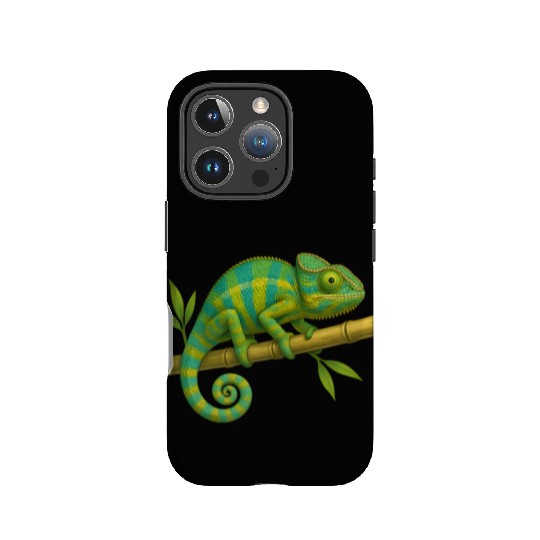 Colorful Chameleon on Bamboo Branch IPhone Cases