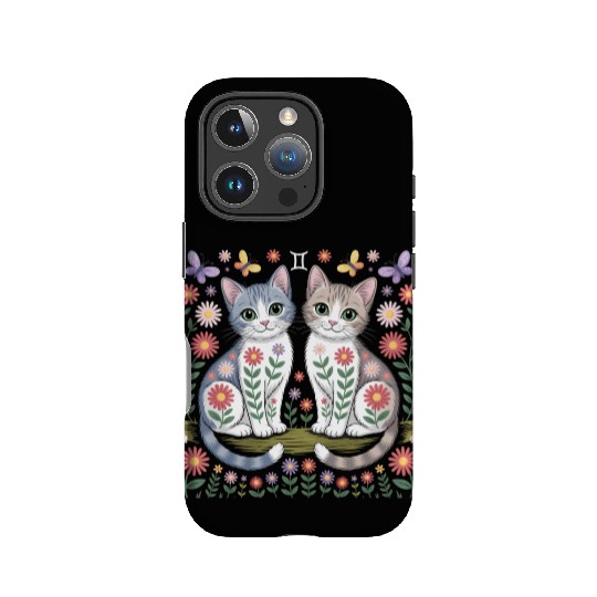 Gemini Zodiac Twin Cats Art IPhone Cases