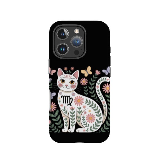 Virgo Zodiac Cat with Daisies IPhone Cases