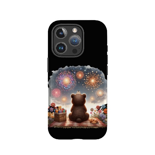 Fireworks Picnic Bear – Night Sky Celebration View IPhone Cases