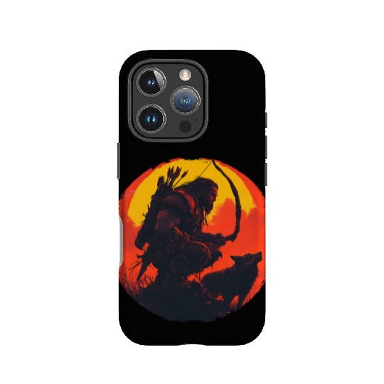 Archer With Wolf In The Sunset IPhone Cases