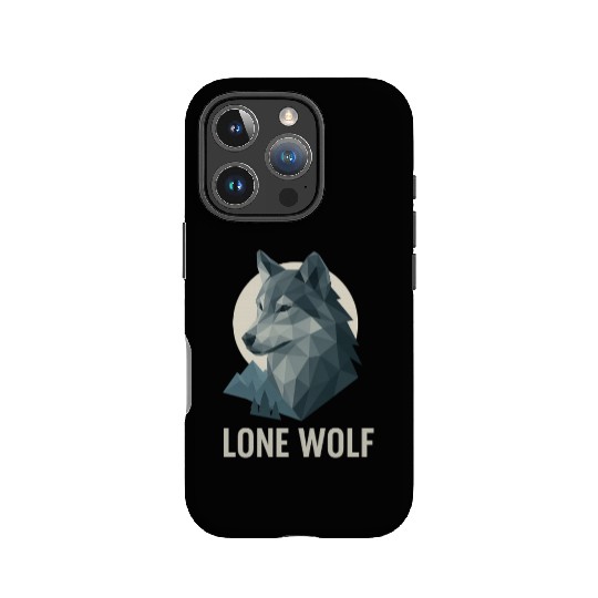 Lone Wolf – Geometric Wolf Head under Moon Wildern IPhone Cases