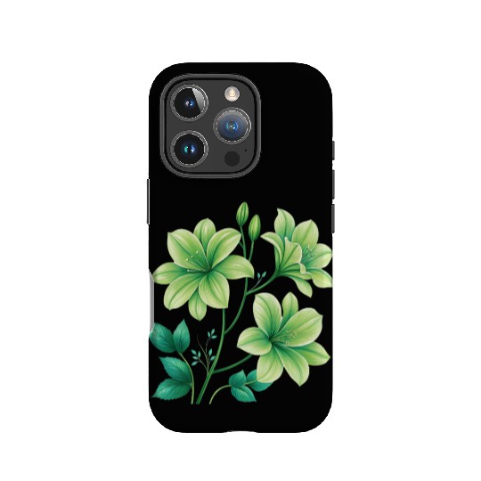 Green Lilies Floral Design IPhone Cases