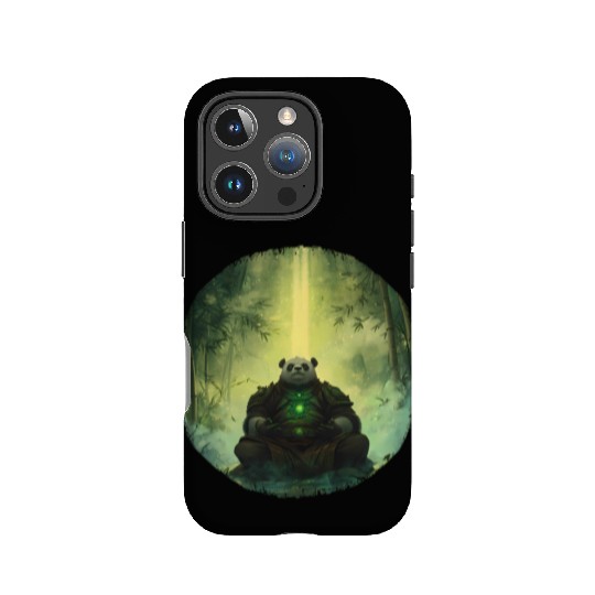 Meditating Panda Monk in a Glowing Bamboo Grove IPhone Cases