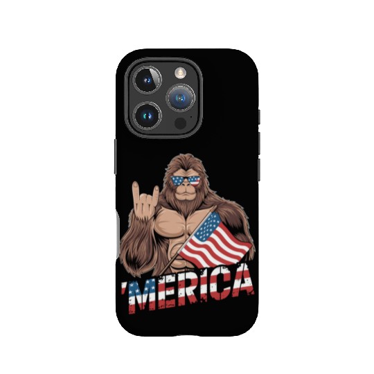 Patriotic Bigfoot with US Flag IPhone Cases