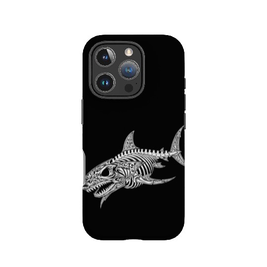 tribal design skeleton shark IPhone Cases