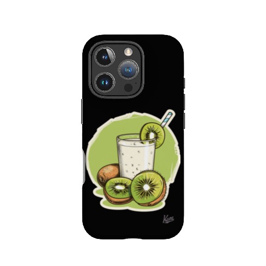 Kiwi fruit and juice with straw illustration IPhone Cases