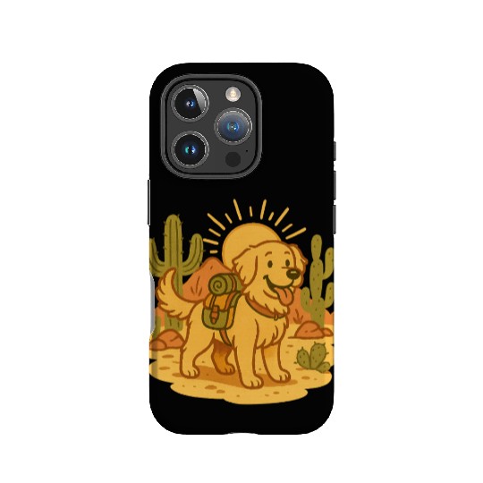 Golden Retriever Desert Hike IPhone Cases