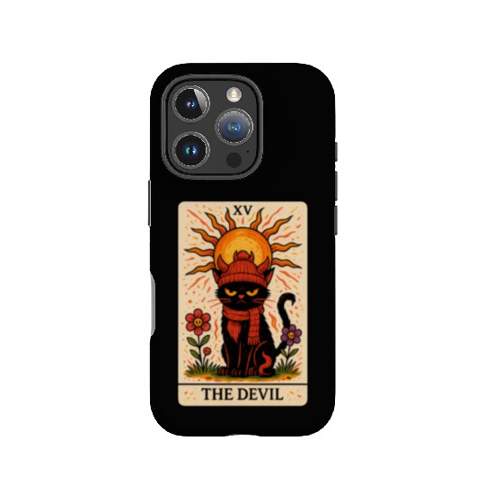 Devil Cat Tarot Card, Grumpy Cat Art, Mystical IPhone Cases