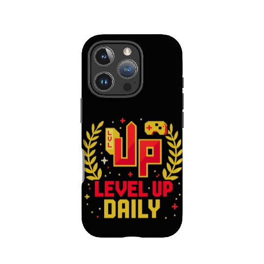 Level Up Daily Gaming Lifestyle Motivation Graphic IPhone Cases