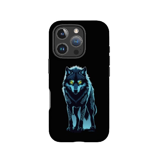 Tribal Night Wolf with Glowing Eyes IPhone Cases