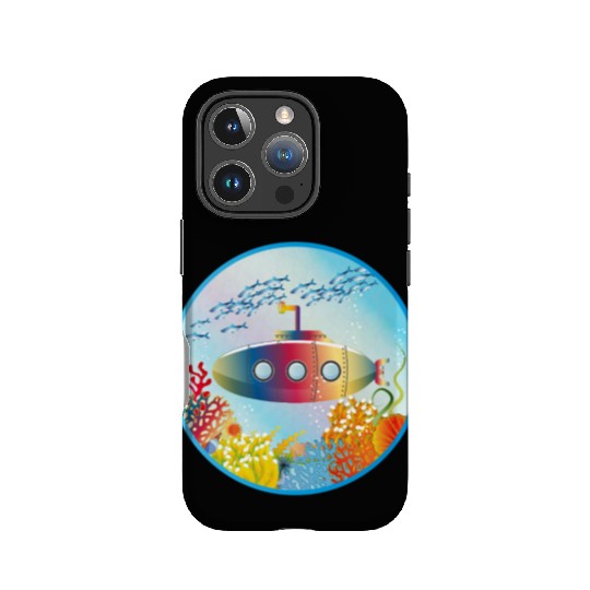 Colorful Submarine in a Tropical Coral Reef IPhone Cases