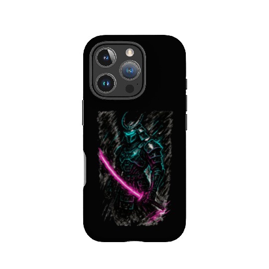 Neon Samurai Warrior Illustration IPhone Cases