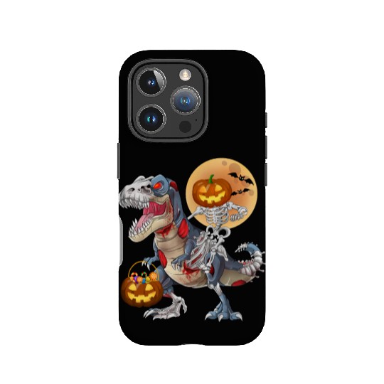Pumpkin Skeleton Riding Zombie Dinosaur Halloween IPhone Cases