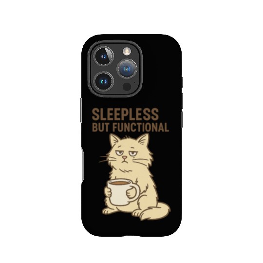 Sleepy Cat with Coffee Mug Design IPhone Cases