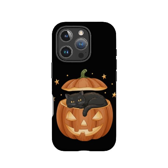 Black Cat in Jack-O-Lantern Pumpkin IPhone Cases
