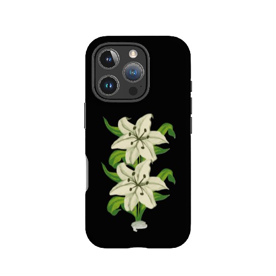 Elegant White Lily Botanical Illustration IPhone Cases