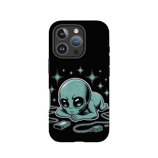 Digital Baby Alien with Circuitry IPhone Cases