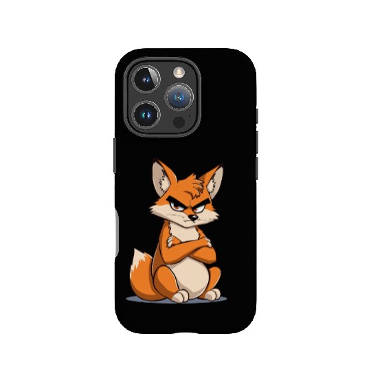 Grumpy cartoon Fox with serious expression IPhone Cases