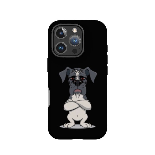 Grumpy great dane cartoon animal illustration IPhone Cases