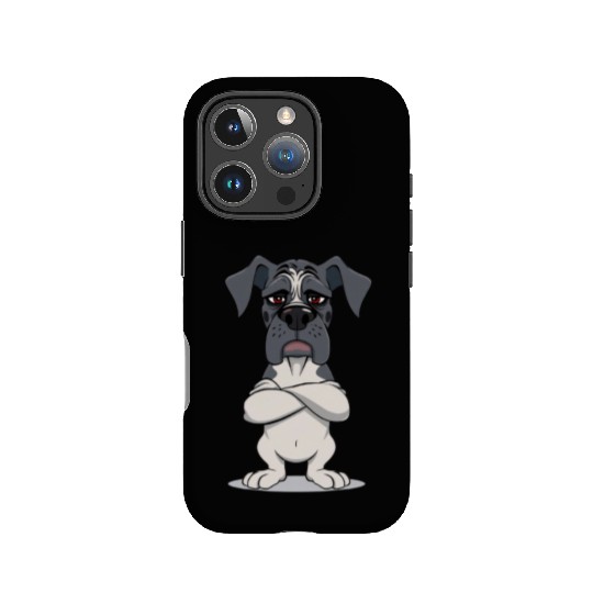 Grumpy great dane cartoon animal illustration IPhone Cases