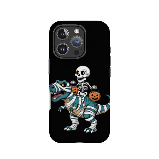 Skeleton Riding Mummy Dinosaur Funny Halloween IPhone Cases