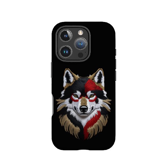German Wolf Head in Black Red and Gold IPhone Cases