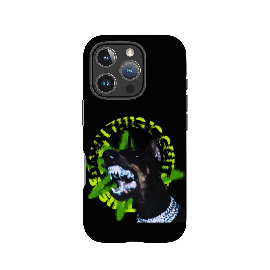 Aggressive Doberman with Spiked Text IPhone Cases